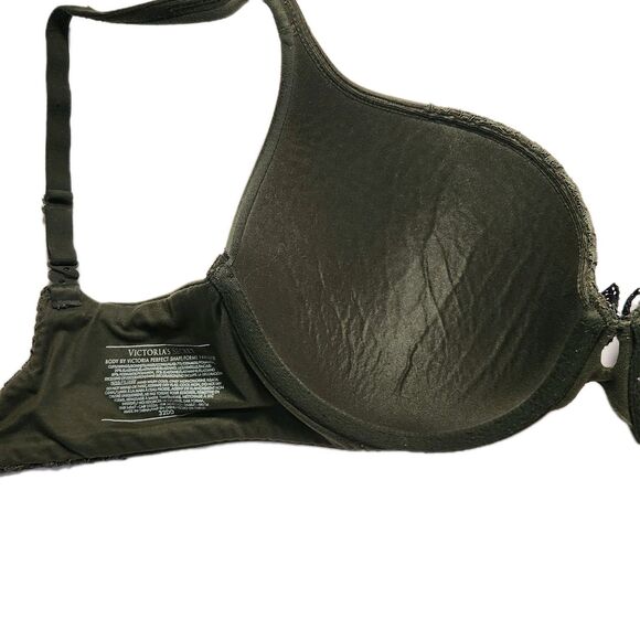 Victoria’s Secret Body by Victoria Perfect Shape Bra 32DD Green Lace Push Up - Picture 12 of 13